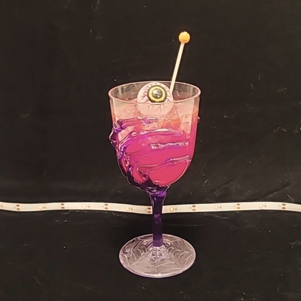 Faux Halloween Wine Glass with Resin Drink / Glow in the Dark Drink w Eyeballs‎